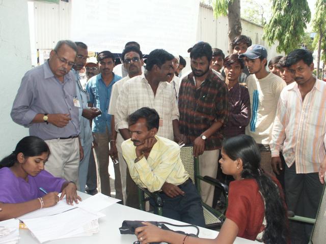 VHSWs undertaking Health Check-ups with local workers